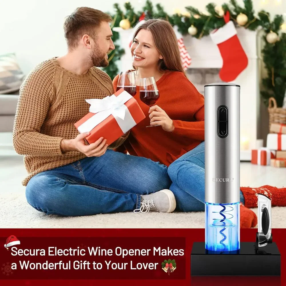 Secura Electric Wine Opener NWT Silver Stainless Steel